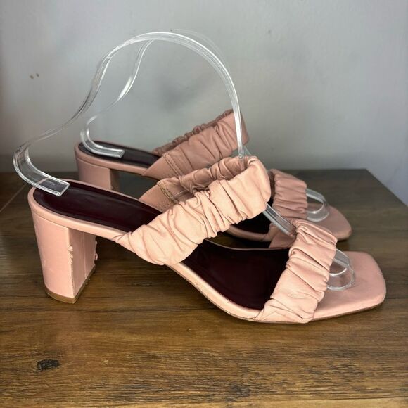 Staud Dark Blush Frankie Ruched Heels/ Mule - Picture 5 of 13